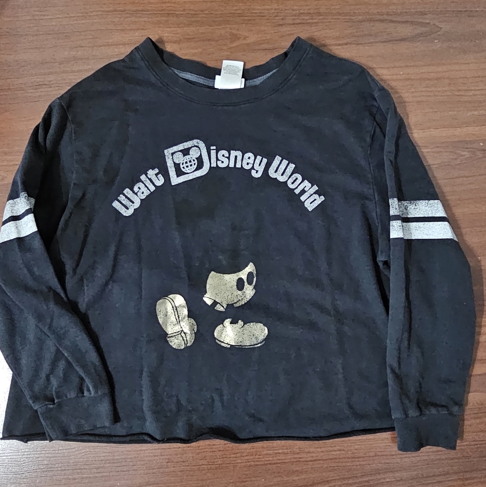 Disney Black Kids Long Sleeve Sweatshirt with Gold Mickey Graphic